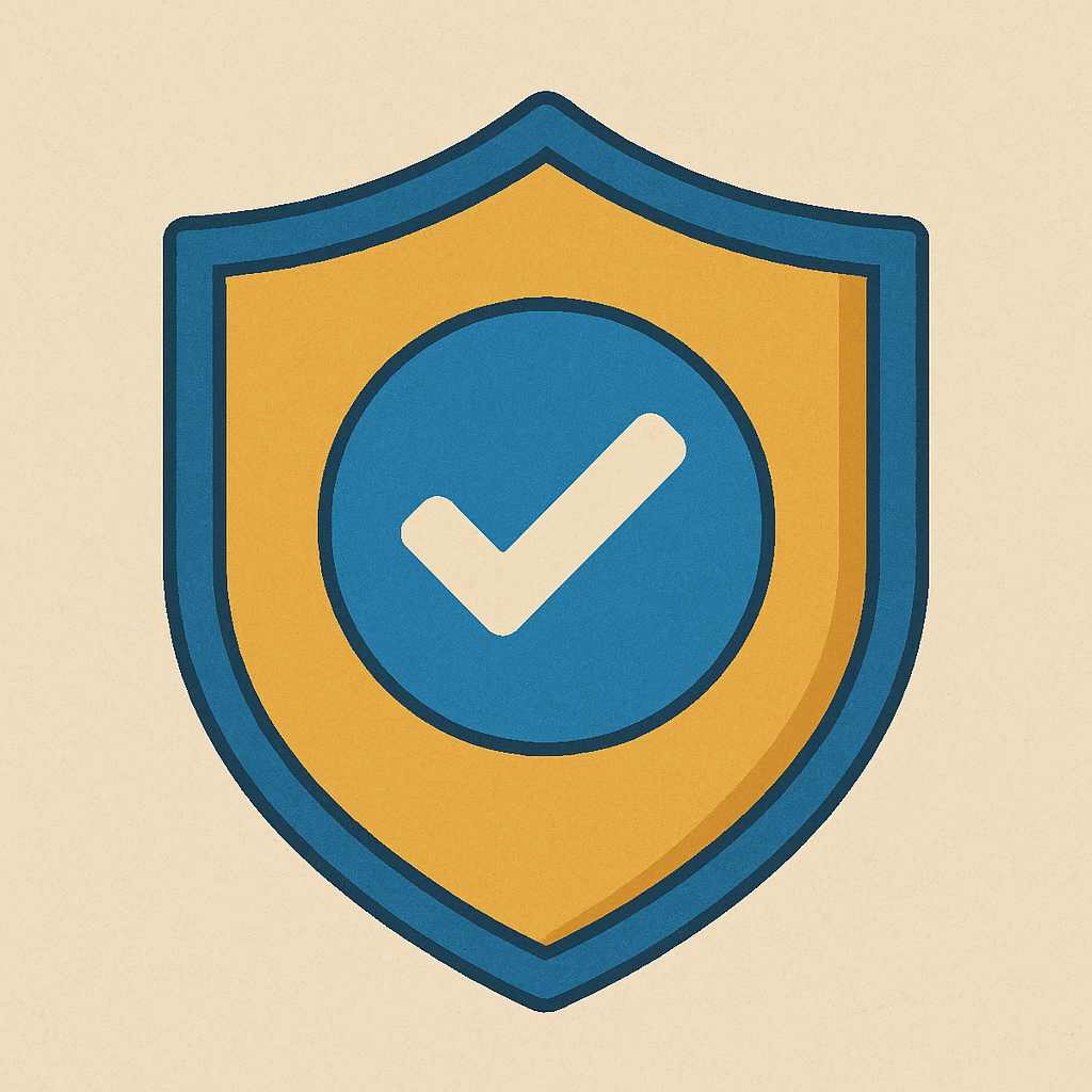 Ícone de um escudo com um selo de verificado simbolizando a segurança ao comprar membros para Telegram.