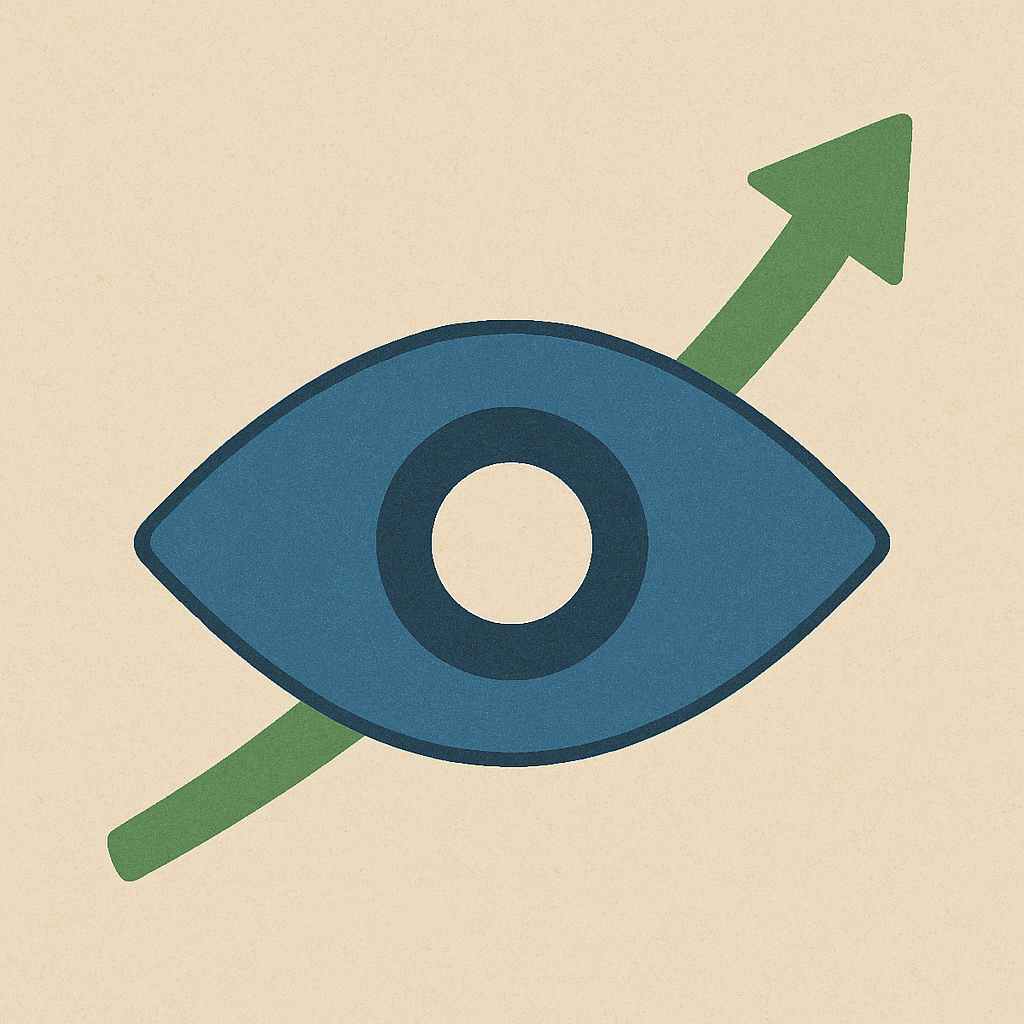 Ícone de um olho (símbolo de visualização do Telegram) com uma seta de crescimento apontando para cima